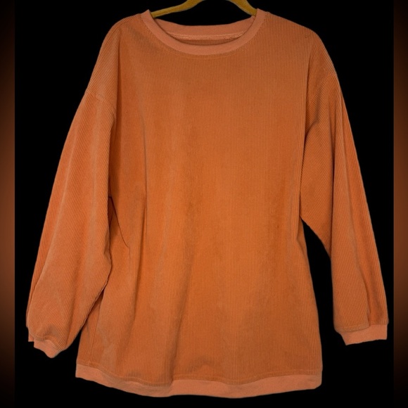 Rust Orange Corduroy Texture Pullover Sweatshirt Long Sleeve Top Women’s Medium - Picture 1 of 5